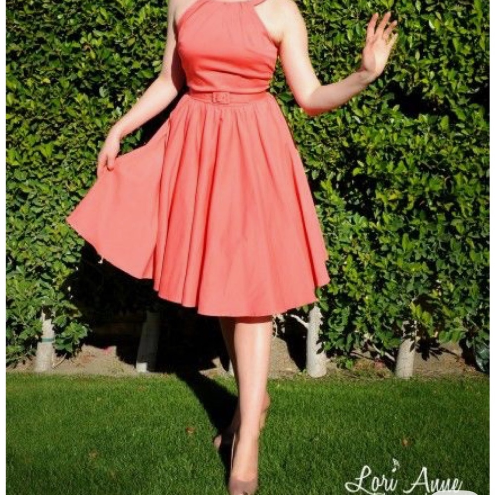Pinup Girl, Harley Swing Dress, coral